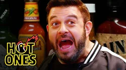 Adam Richman Fanboys Out While Eating Spicy Wings