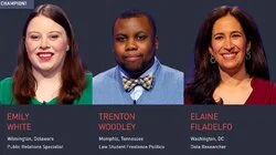 Emily White Vs. Trenton Woodley Vs. Elaine Filadelfo, show # 8360.