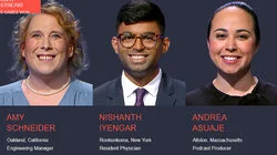 Amy Schneider Vs. Nishanth Iyengar Vs. Andrea Asuaje, show # 8456.