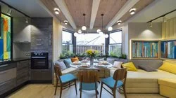 Витражная кухня с окном-камином