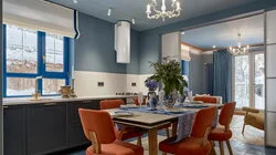 Гжель и маркетри. Кухня-гостиная.